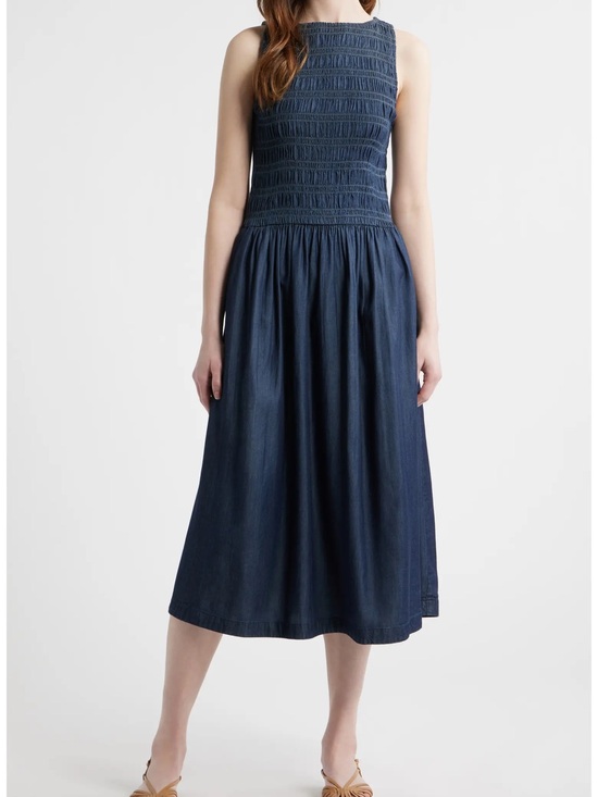 Madewell Dresses & Skirts - Madewell Denim Smocked Boat Neck Maxi Dress Medium